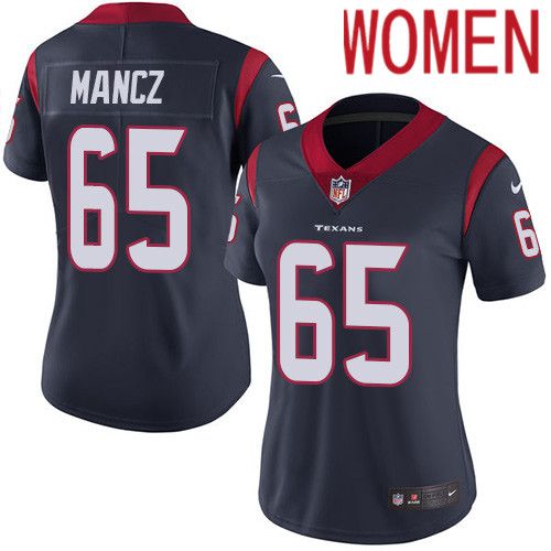 Women Houston Texans 65 Greg Mancz Navy Blue Nike Vapor Limited NFL Jersey